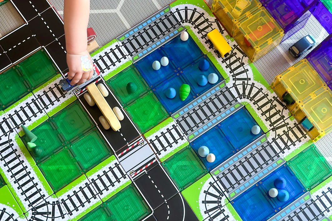 Magnetic Tile Topper | 36 Piece Train Track Set