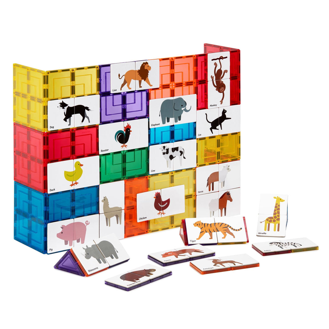 Magnetic Tile Topper | 40 Piece Animal Duo Puzzle Pack